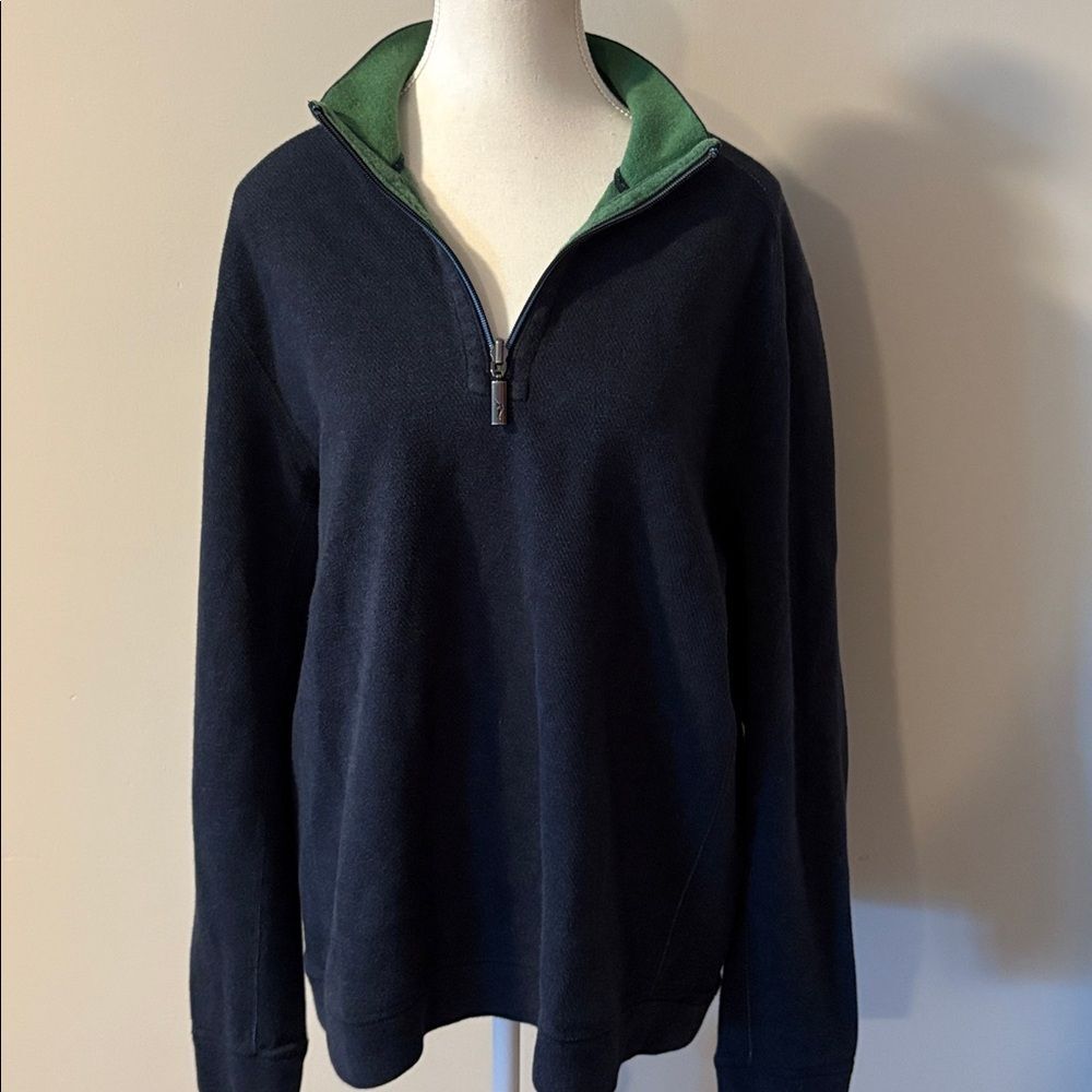Tommy Bahama Green and Gray Reversible Half-Zip Pullover. Size Large